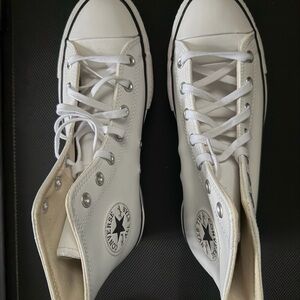 Converse White High-Top Leather Platform Sneakers